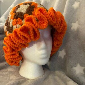 HANDMADE CROCHET RUFFLE HAT NEW